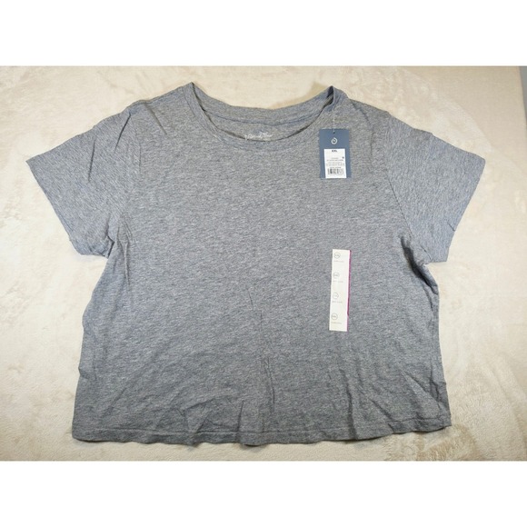 Universal Thread Tops - Universal Thread Womens XXL Shrunken Tee Heather Gray Cropped Boxy Short Sleeve
